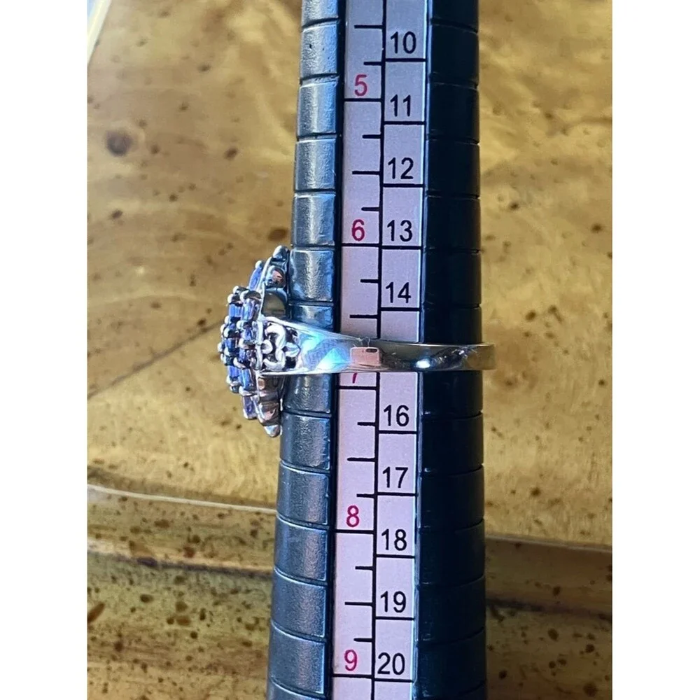 Natural Tanzanite Sterling Silver Ring Size 6.75